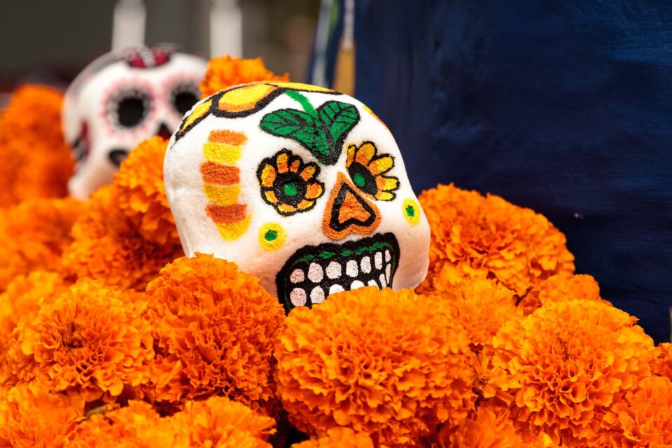 Decoración colorida con flores para el día de muertos - WeMystic
