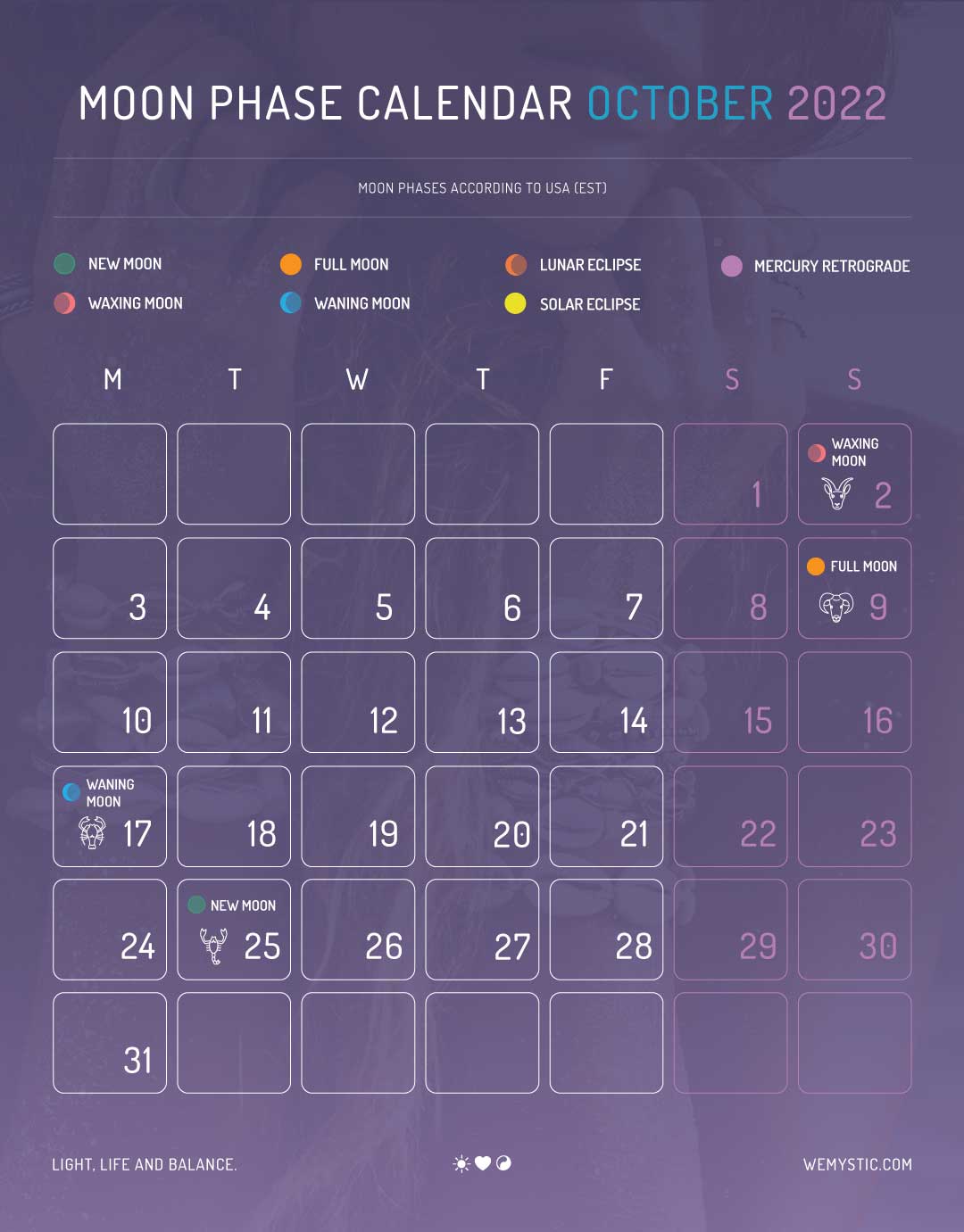 Wmen Moon Phase Calendar 2022 October 